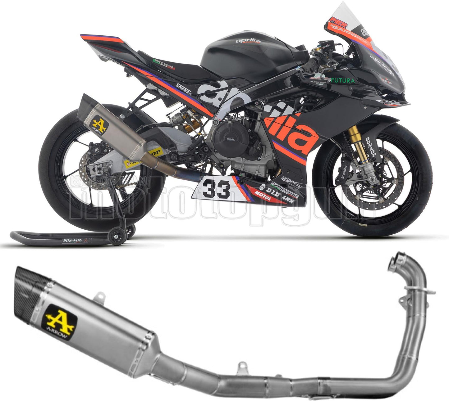 ARROW SCARICO COMPLETO COMPETITION SPORT BIKE PISTA TITANIO FONDELLO IN CARBONIO COMPATIBILE CON APRILIA RS 660 2025