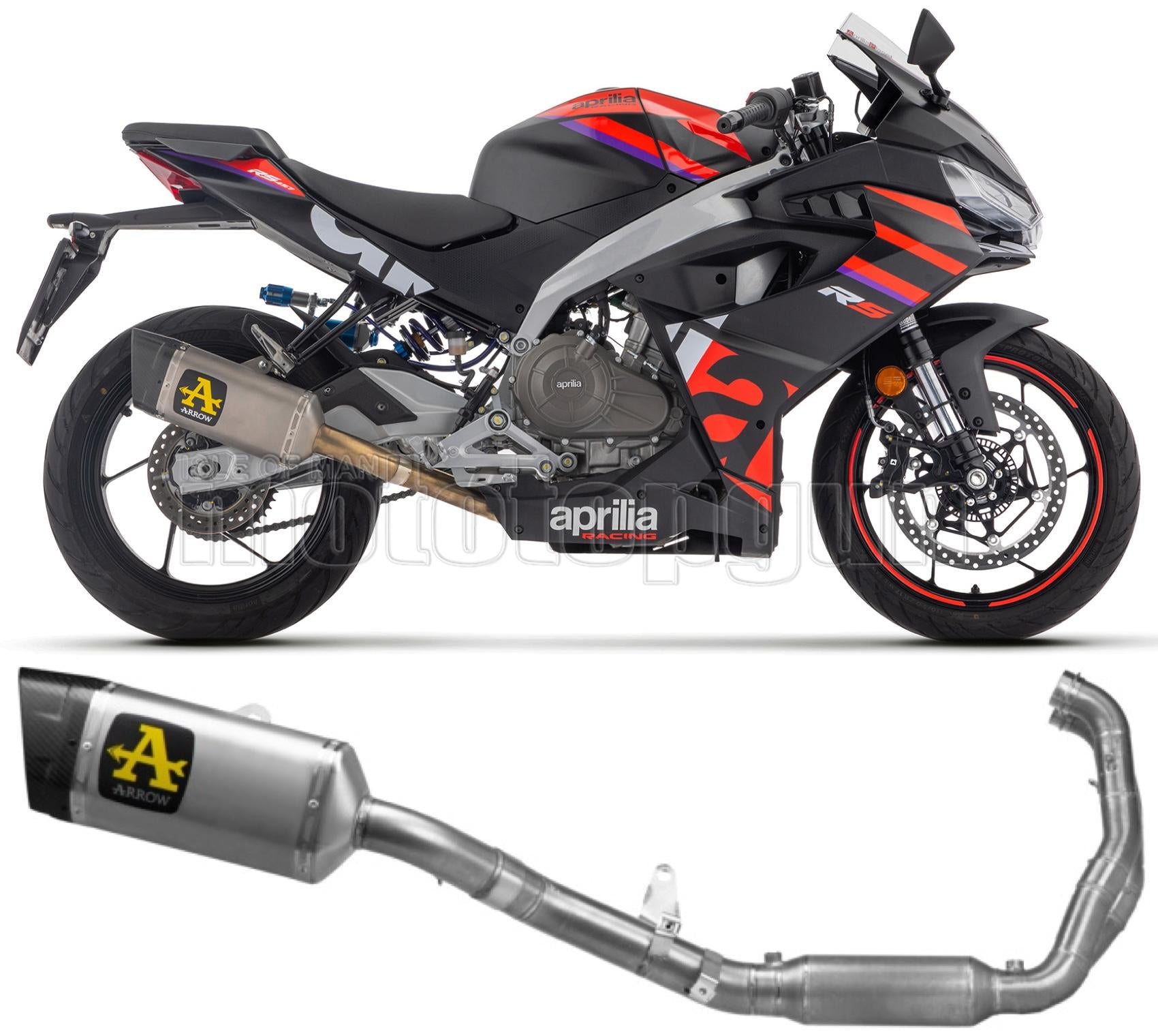 SCARICO COMPLETO OMOLOGATO CATALIZZATO BASSO ARROW PISTA IN TITANIO CON COPPA IN CARBONIO COMPATIBILE CON APRILIA RS 457 2024