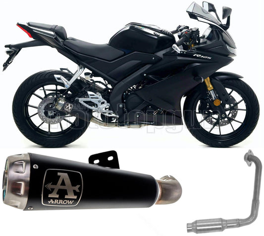 RACCORDO OPEN ARROW PRO-RACE IN NICHROM NERO CON FONDELLO IN INOX COMPATIBILE CON YAMAHA YZF R125 R-125 21/22