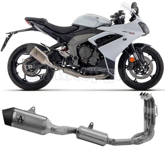 SCARICO COMPLETO OMOLOGATO CATALIZZATO ALTO ARROW VELOCE IN TITANIO CON COPPA IN CARBONIO COMPATIBILE CON TRIUMPH DAYTONA 660 2024