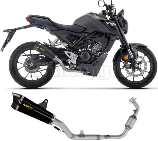 SCARICO COMPLETO OMOLOGATO OPEN ARROW X-KONE IN ALLUMINIO NERO CON FONDELLO IN CARBY COMPATIBILE CON HONDA CB 125 R 2024
