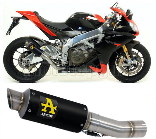 SCARICO COMPLETO OMOLOGATO CATALIZZATO ALTO ARROW GP2 GP-2 IN NICHROM NERO CON FONDELLO IN INOX COMPATIBILE CON APRILIA RSV4 RSV-4 FACTORY 09/15