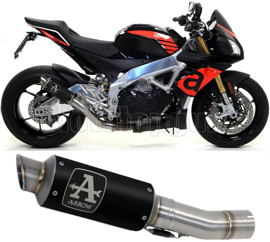 SCARICO COMPLETO OMOLOGATO CATALIZZATO ALTO ARROW GP2 GP-2 IN NICHROM NERO CON FONDELLO IN INOX COMPATIBILE CON APRILIA TUONO V4-R 11/15