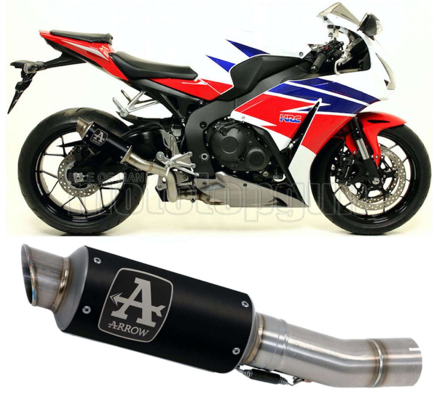 SCARICO COMPLETO OMOLOGATO CATALIZZATO BASSO ARROW GP2 GP-2 IN NICHROM NERO CON FONDELLO IN INOX COMPATIBILE CON HONDA CBR 1000 RR 14/16