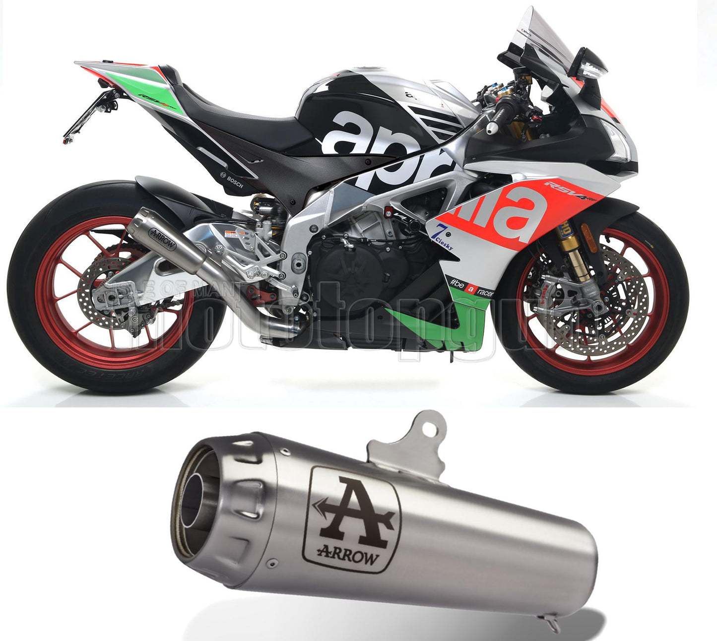 SCARICO COMPLETO OMOLOGATO CATALIZZATO ARROW PRO-RACE IN TITANIO CON FONDELLO IN TITANIO COMPATIBILE CON APRILIA RSV4 RSV-4 RF 15/16