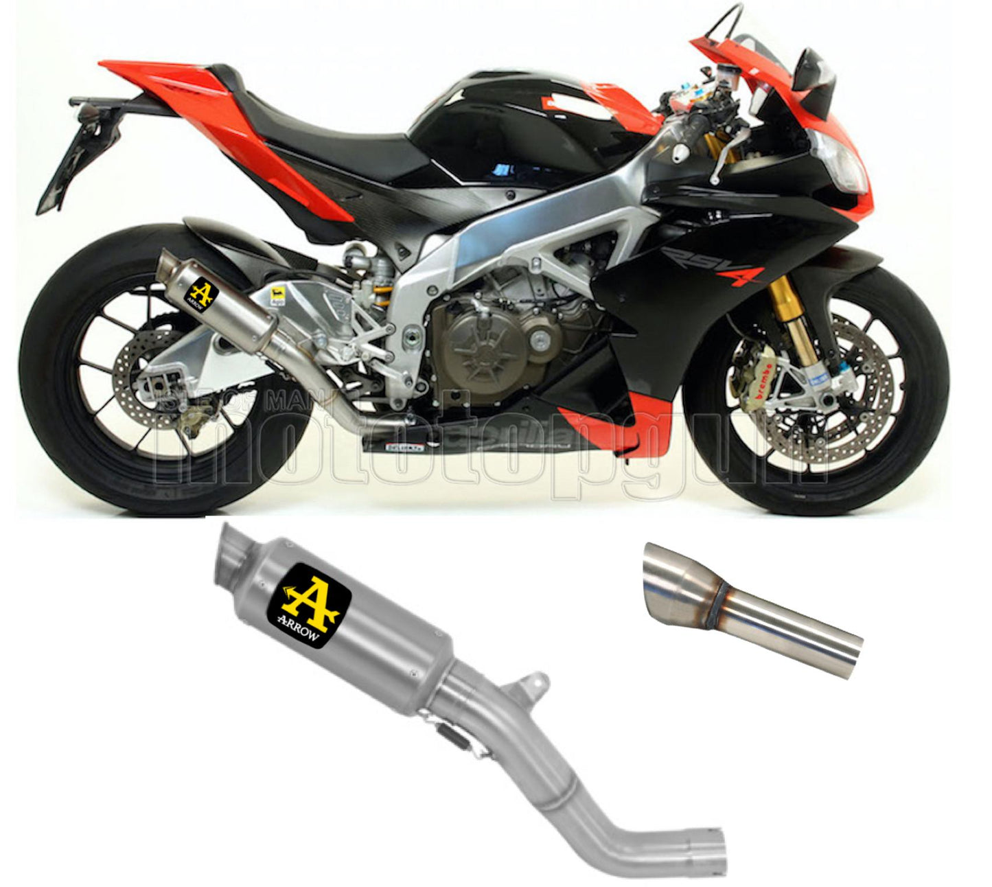 SCARICO COMPLETO OMOLOGATO CATALIZZATO ALTO ARROW GP2 GP-2 IN TITANIO CON FONDELLO IN TITANIO COMPATIBILE CON APRILIA RSV4 RSV-4 FACTORY 09/15