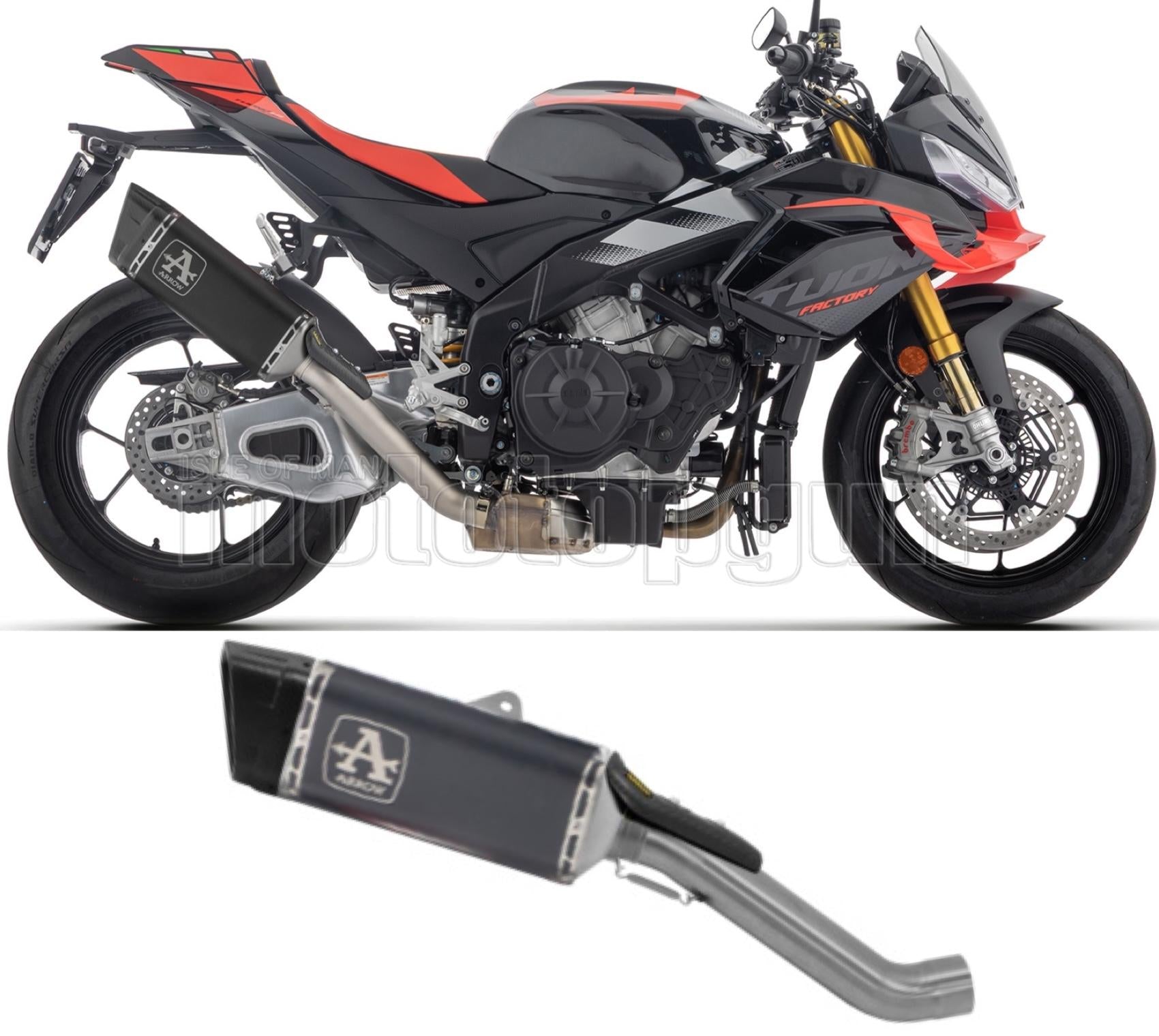 ARROW SCARICO RACE PISTA TITANIO NERO FONDELLO CARBY COMPATIBILE CON APRILIA TUONO V4 1100 2025