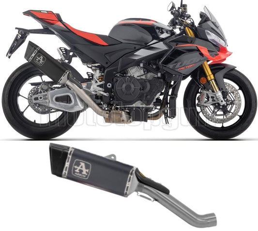 ARROW SCARICO RACE PISTA TITANIO NERO FONDELLO CARBY COMPATIBILE CON APRILIA TUONO V4 1100 2025
