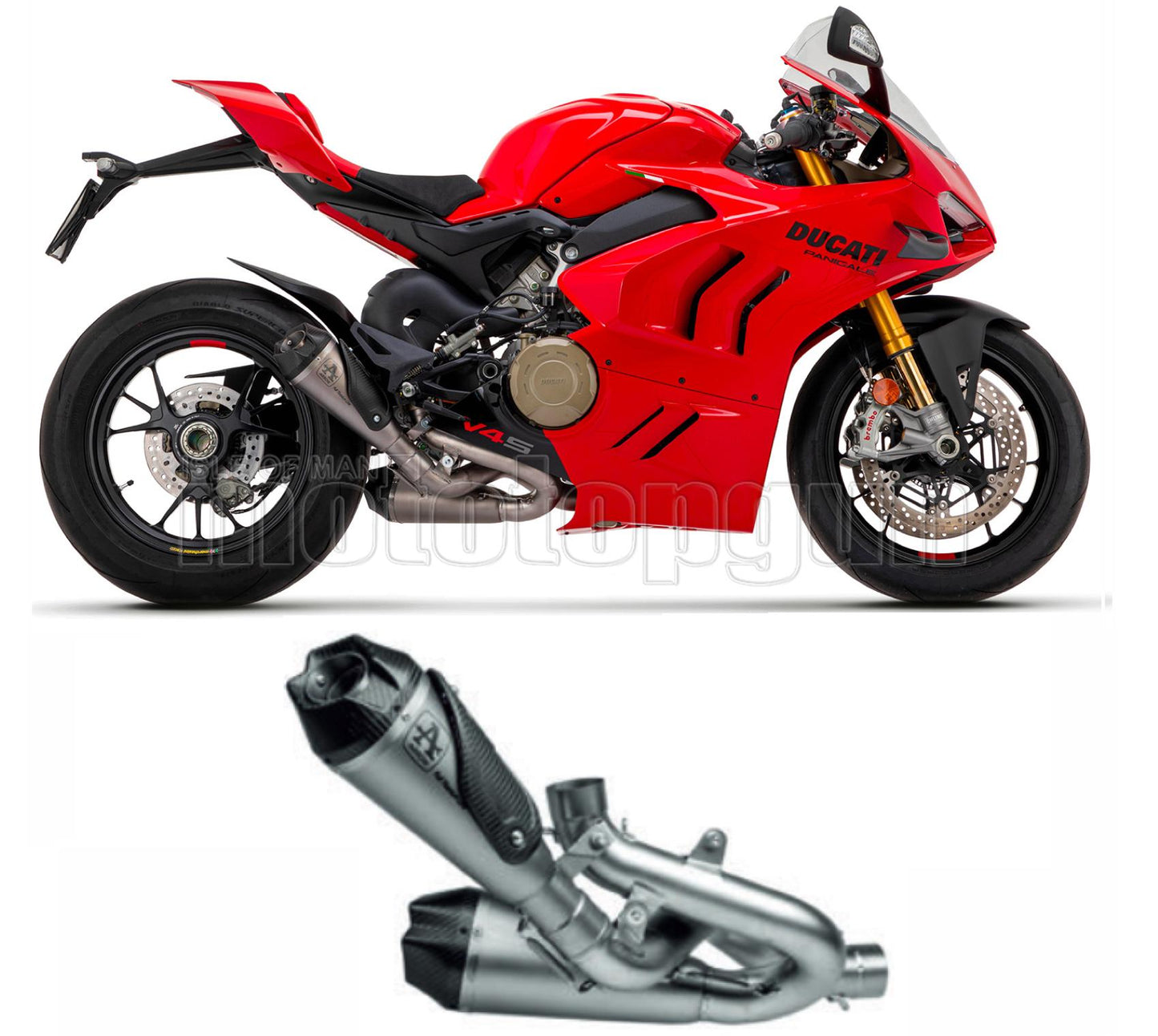 SCARICO COMPLETO OMOLOGATO CATALIZZATO DOPPIO TERMINALE ARROW WORKS IN FULL TITANIO CON FONDELLO IN CARBY COMPATIBILE CON DUCATI PANIGALE V4 18/23
