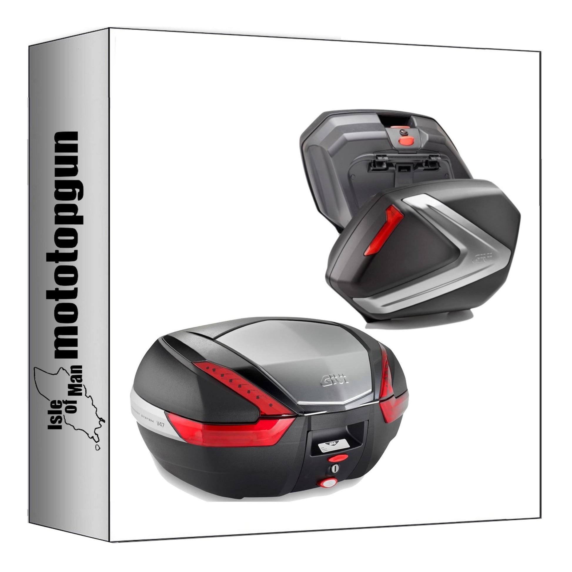 GIVI BAULETTO V47N + VALIGIE LATERALI V37N ARGENTO 121 LT + ATACCO PER MOTO GUZZI V100 MANDELLO 1000 22/24